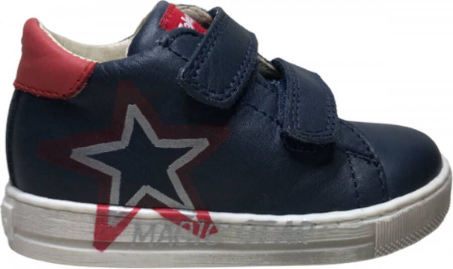 Falcotto velcro's zilveren ster lederen sneakers Nedo Navy rood