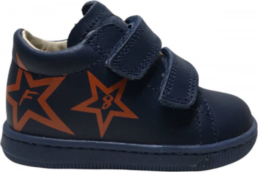 Falcotto velcro's orange steren lederen sneakers Avery navy