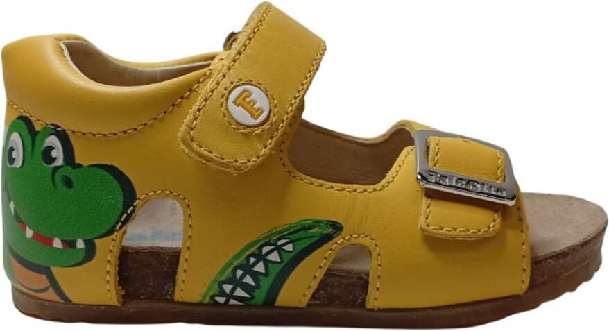 Falcotto Allyx gesp velcro dinosaurus lederen sandalen Geel