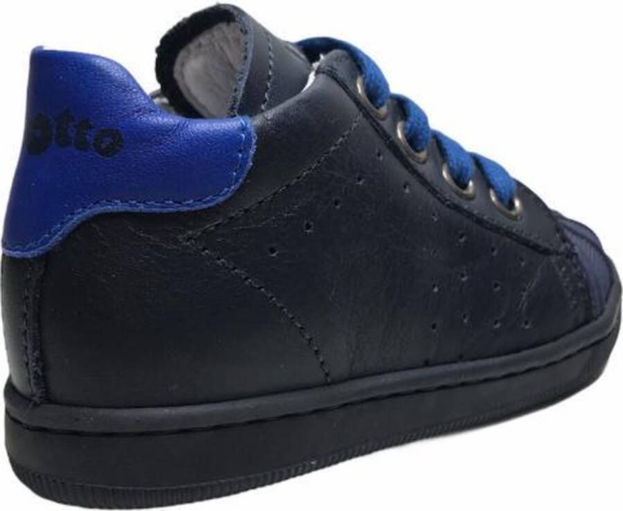 Falcotto bumper effen lederen veter sneakers Star Navy Blauw