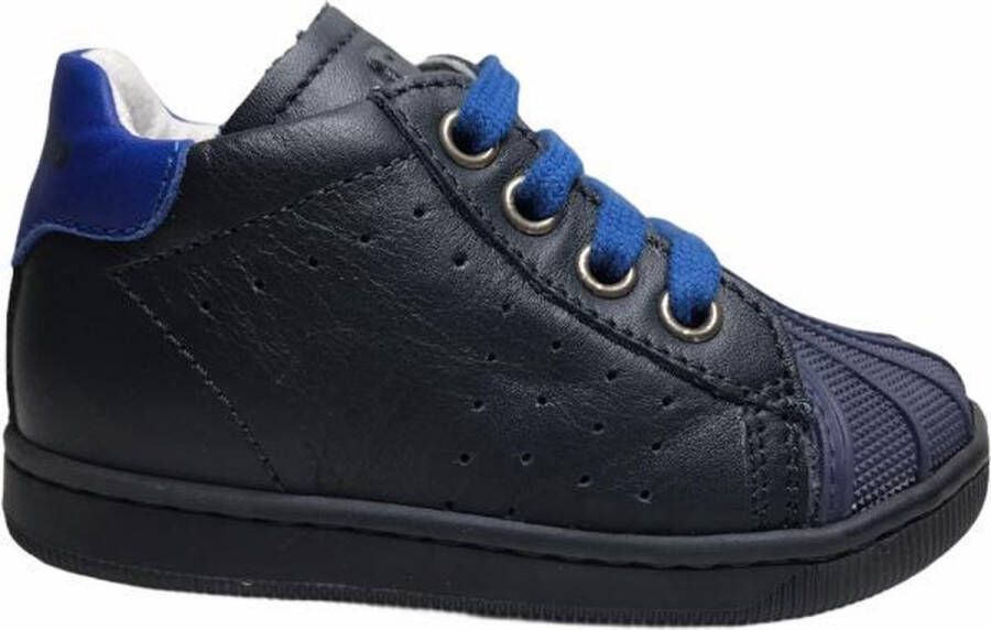 Falcotto bumper effen lederen veter sneakers Star Navy Blauw