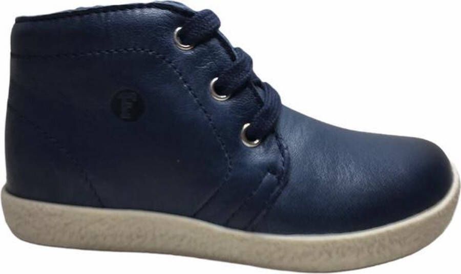 Falcotto effen lederen veter schoenen 1195 navy wit