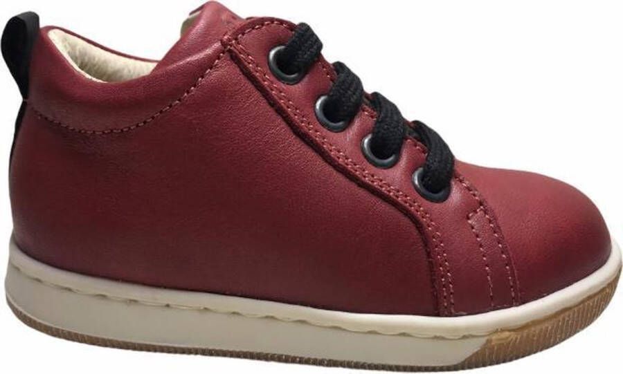 Falcotto effen lederen veter sneakers Haley dk rood zwart