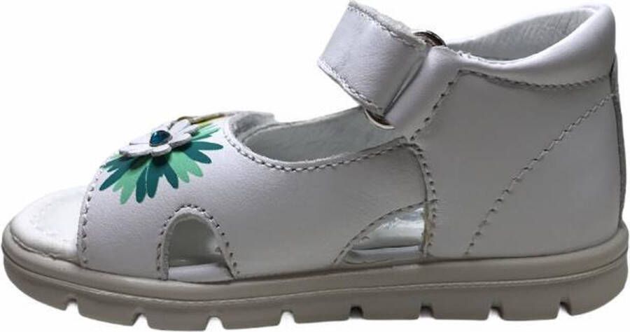 Falcotto 2 velcro's 3 bloempjes lederen sandalen Mayflower wit mt 25 - Foto 5