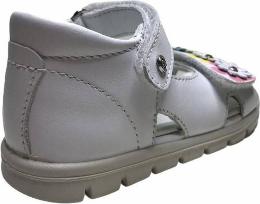 Falcotto 2 velcro's 3 bloempjes lederen sandalen Mayflower wit mt 25