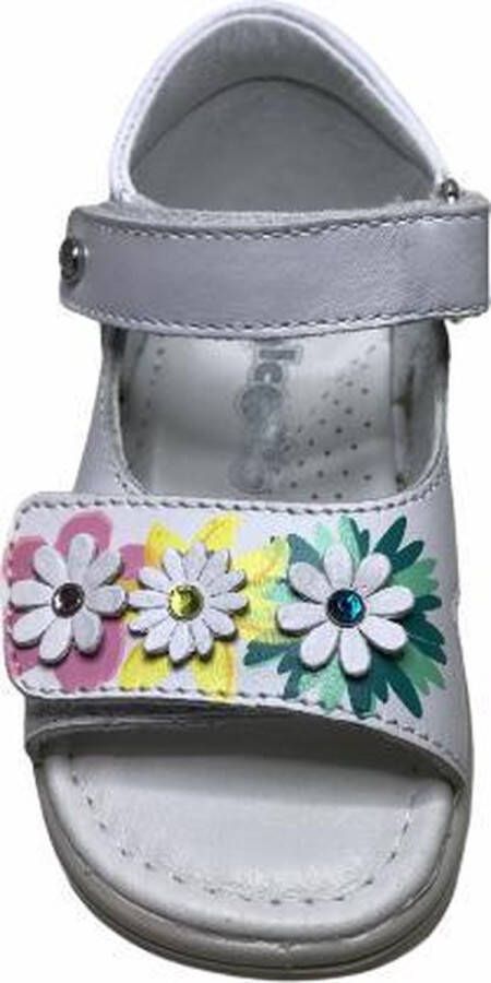 Falcotto 2 velcro's 3 bloempjes lederen sandalen Mayflower wit mt 25 - Foto 6