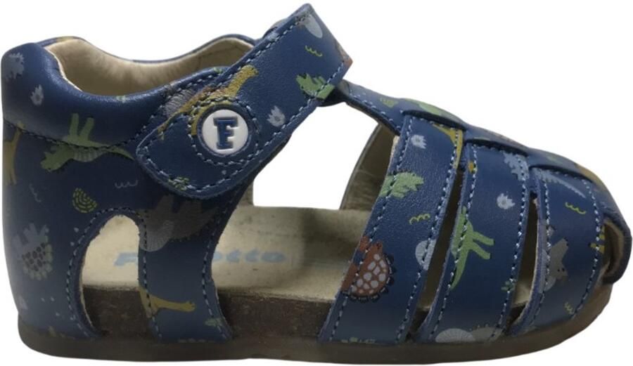 Falcotto Alby velcro lederen sandalen- dino blauw multi