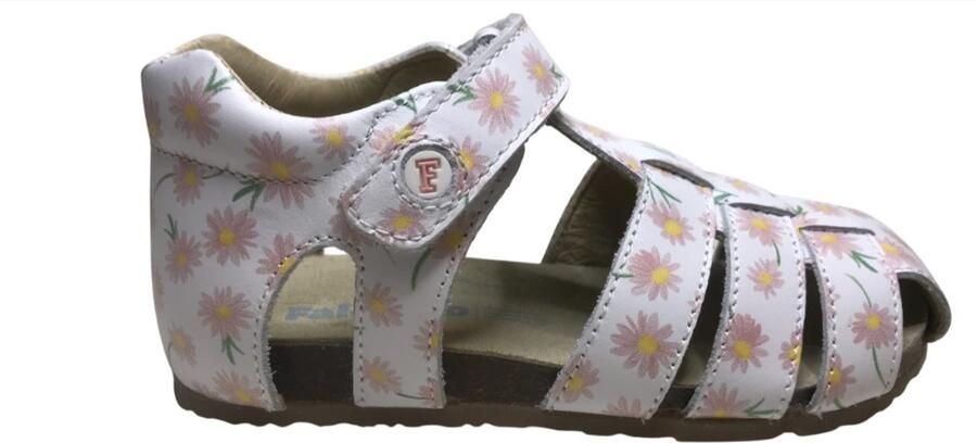 Falcotto Alby velcro lederen sandalen- Kamille wit roze