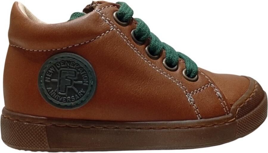 Falcotto Alstro Zip veter zipper ronde logo lederen sneakers cogna groen