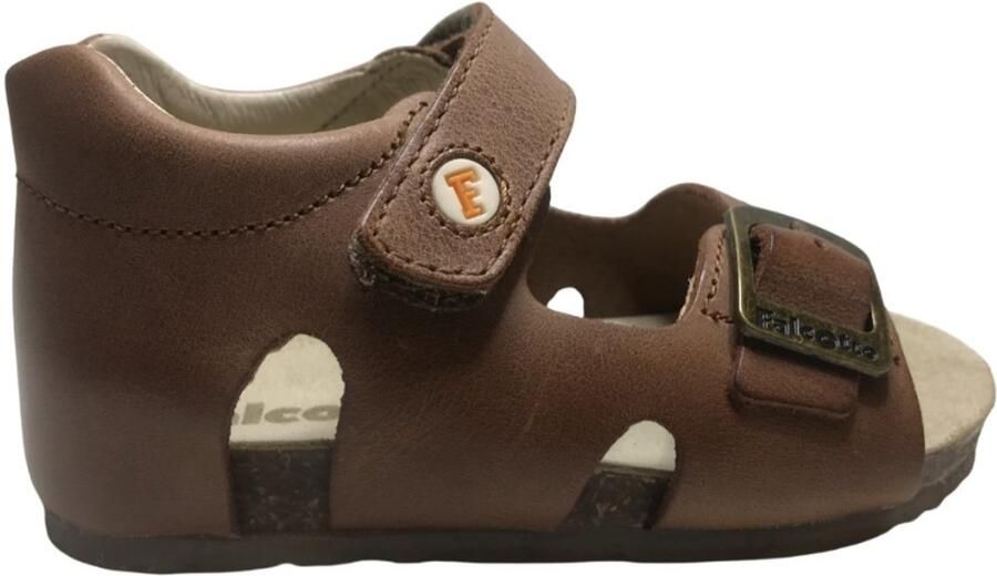 Falcotto Bea gesp velcro lederen sandalen Cognac