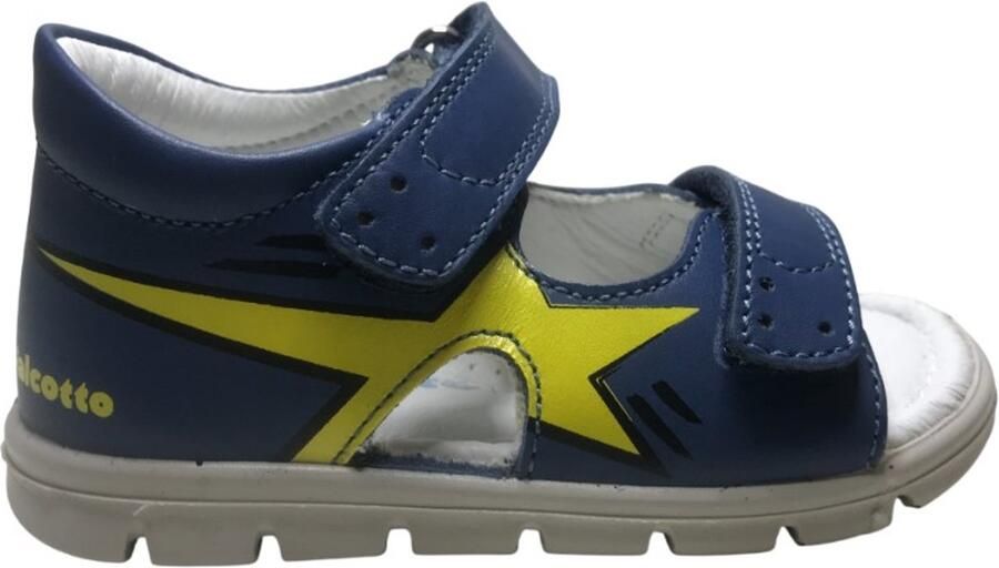 Falcotto Duske velcro's lederen sandalen gele ster blauw