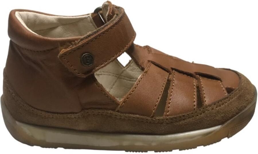Falcotto Laguna velcro gesloten lederen sandalen cognac