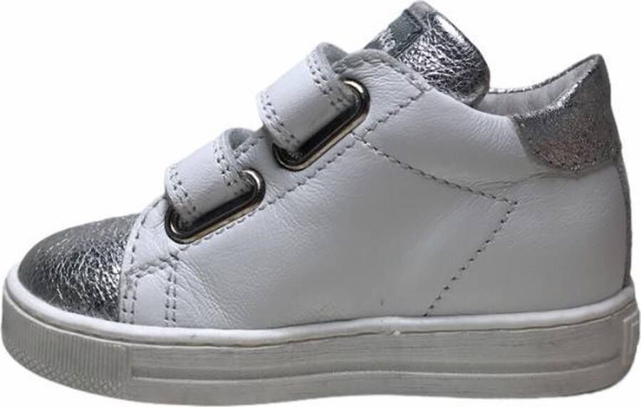 Falcotto meisje velcro lederen sneakers sirio wit zilveren ster