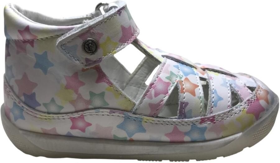 Falcotto Mipos Velcro lederen gesloten sandalen kleurrijke sterren wit