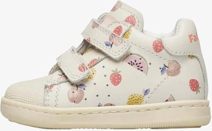 Falcotto MOON VL Velcro's lederen sneakers met zomerfruit print Beige Rubberen neus