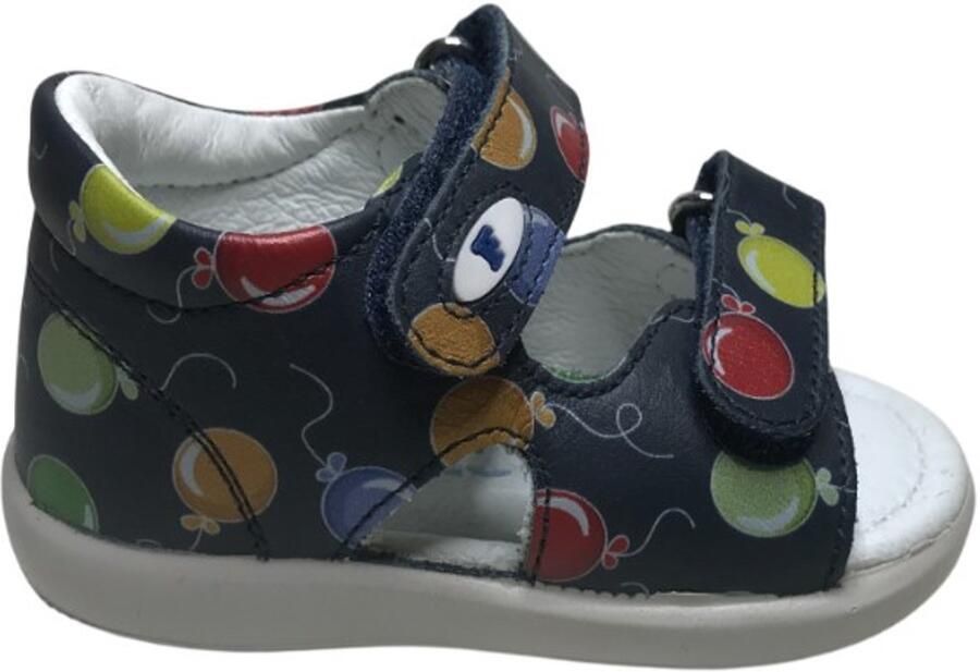Falcotto New River Velcro multi balloons print lederen sandalen navy