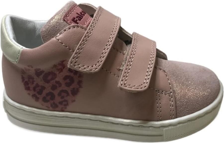 Falcotto Rory velcro's lederen bling sneakers hart roze