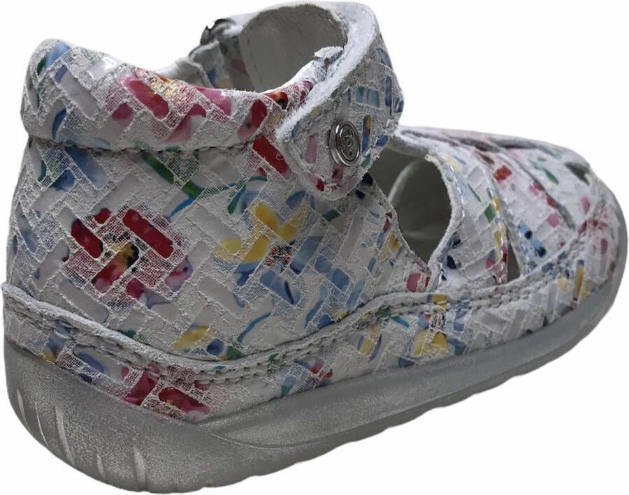Falcotto velcro bloe print gesloten lederen sandalen Laguna wit multi - Foto 2