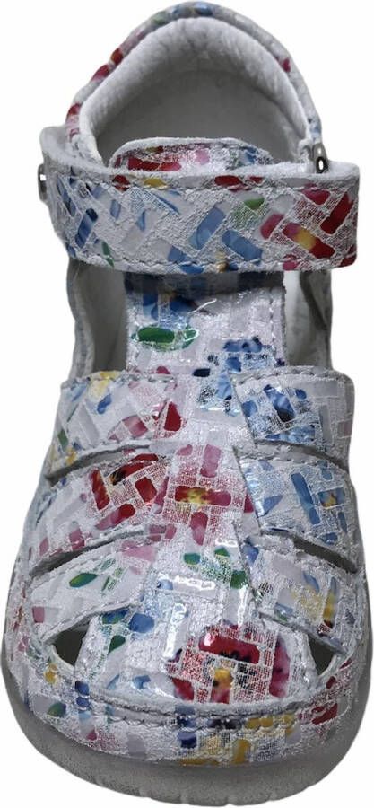 Falcotto velcro bloe print gesloten lederen sandalen Laguna wit multi - Foto 5