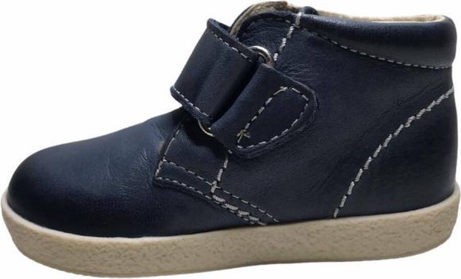 Falcotto velcro effen lederen sneakers 246 navy wit - Foto 3