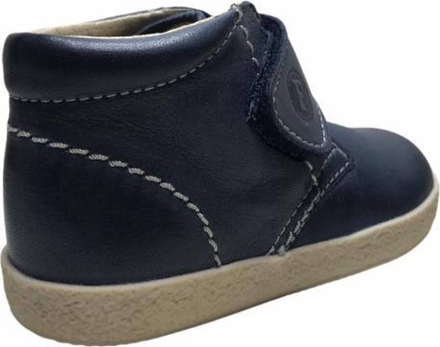 Falcotto velcro effen lederen sneakers 246 navy wit