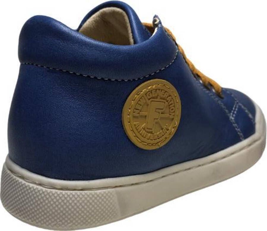 Falcotto veter ronde logo lederen sneakers Alstro blauw oker