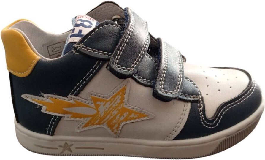 Falcotto Frankie velcro's lederen sneakers vlam navy wit old school