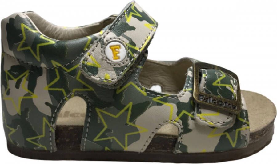 Falcotto gesp velcro gele sterren lederen sandalen Bea Camouflage