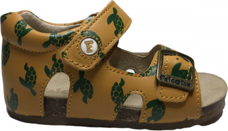 Falcotto gesp velcro groene schildpadden lederen sandalen Bea Oker