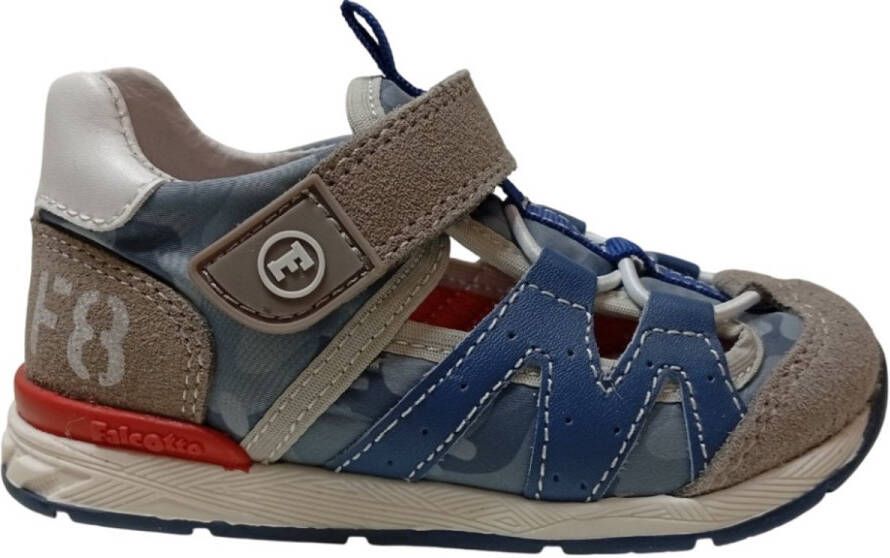 Falcotto Gotcha velcro gesloten lederen sandaal grijs blauw