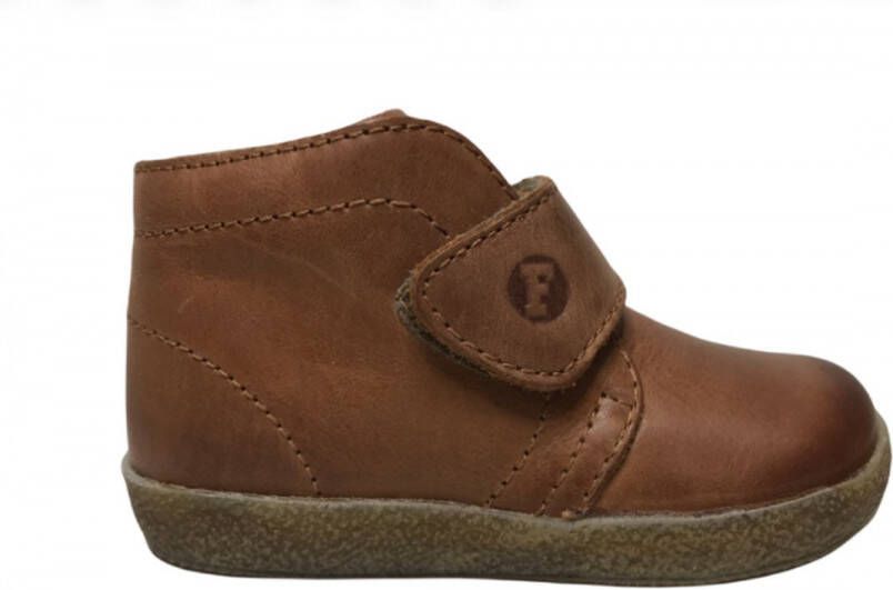 Falcotto grote velcro effen lederen sneakers Conte cognac