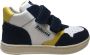 Falcotto Klip velcro's hoge lederen sportieve sneakers Wit Navy - Thumbnail 1