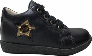 Falcotto leopard ster lederen veter schoenen 1431 zwart