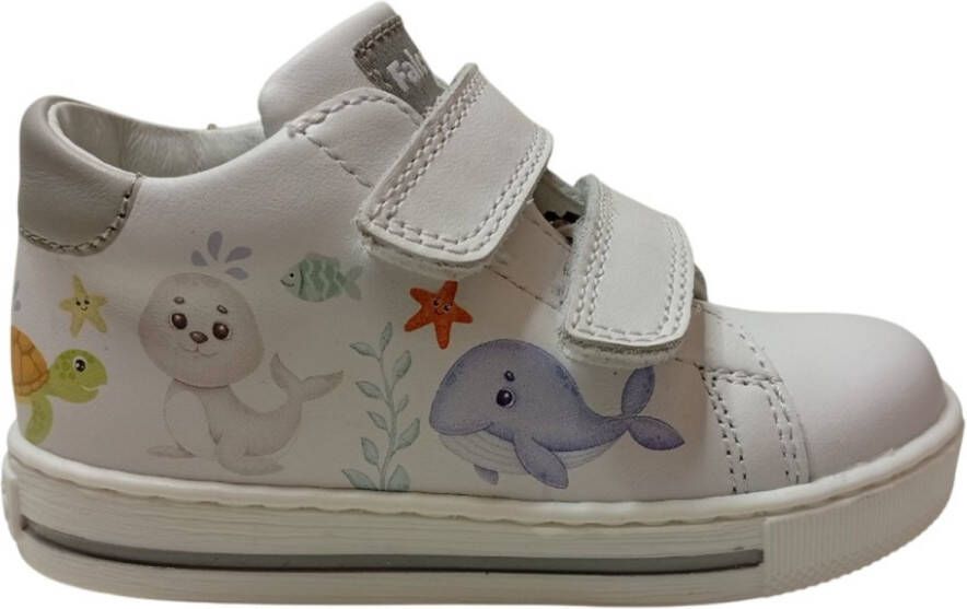 Falcotto Mir velcro's lederen sneakers zeedieren wit