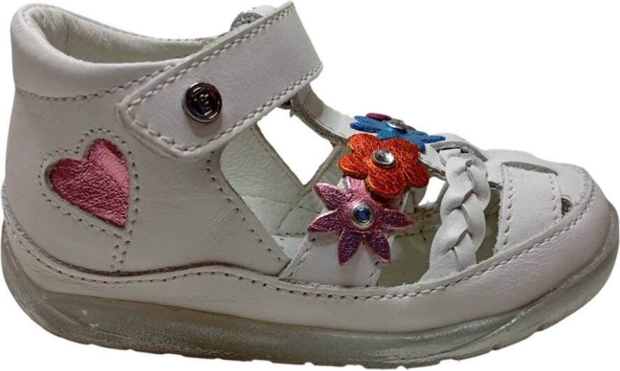 Falcotto Moraga Velcro lederen gesloten sandalen Wit bloemen
