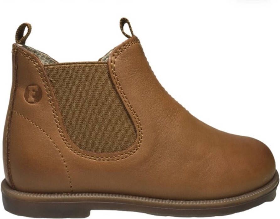 Falcotto rits elastiek effen lederen chelsea laarsje unisex Winter Wood -cogna