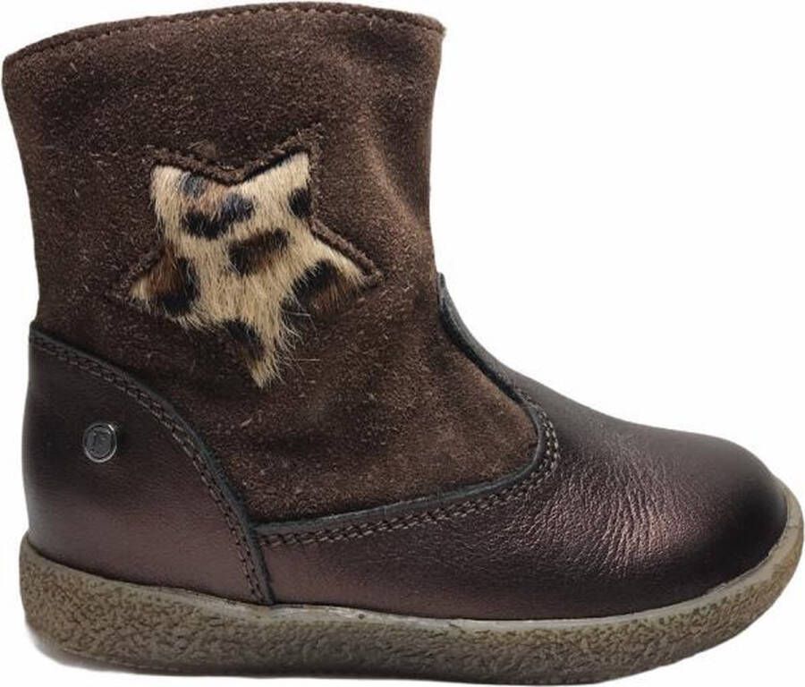 Falcotto rits luipaard ster lederen laarsje 1598 brons dk bruin