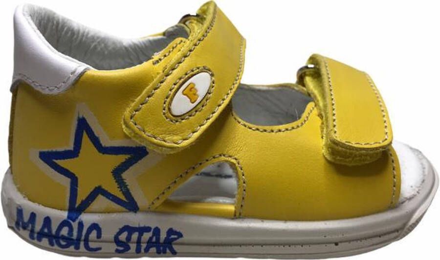 Falcotto velcro blauwe ster lederen sandalen Etesian Geel