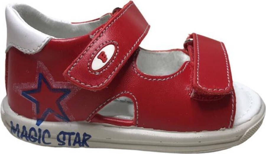 Falcotto velcro blauwe ster lederen sandalen Etesian Rood