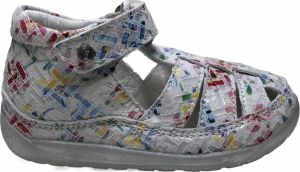 Falcotto velcro bloemen print gesloten lederen sandalen Laguna wit multi