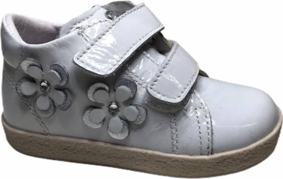 Falcotto velcro bloempjes sneakers 1376 lak gebroken wit