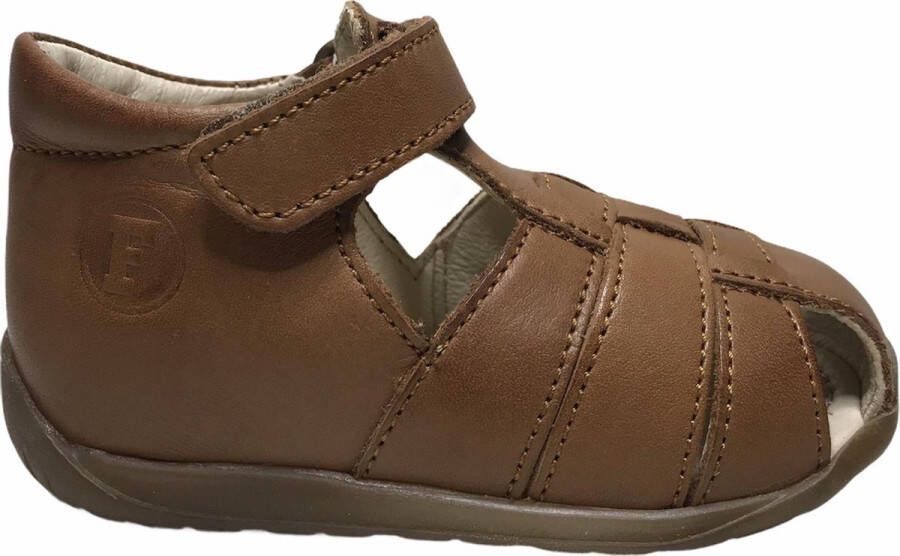 Falcotto velcro effen gesloten lederen sandalen Livingston cognac
