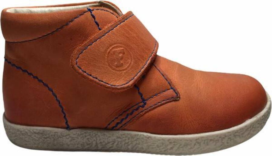 Falcotto velcro effen lederen sneakers 246 orange blauw