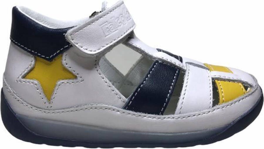 Falcotto velcro gele ster gesloten lederen sandalen Downey Wit navy