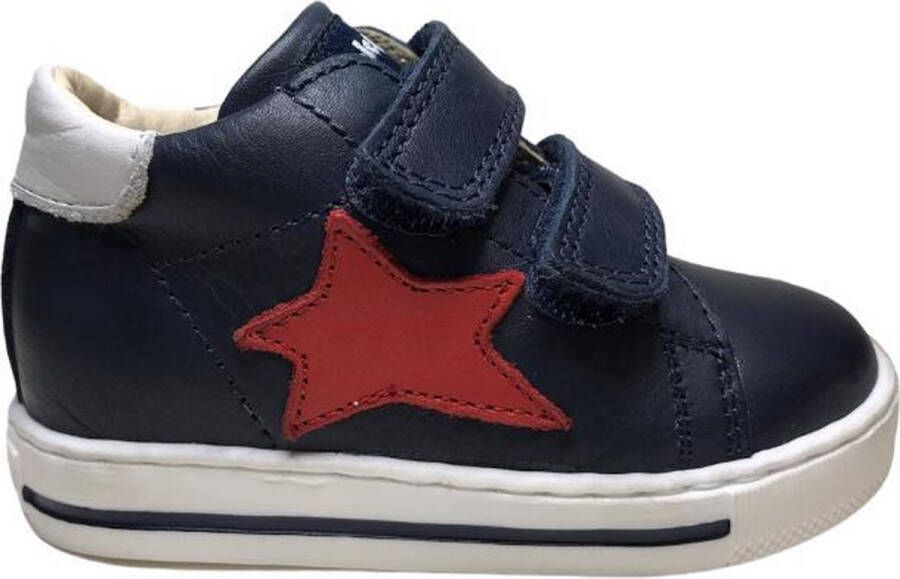 Falcotto velcro rode ster lederen sneaker Sasha navy