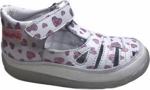 Falcotto velcro sandalen 1557 wit roze hartjes