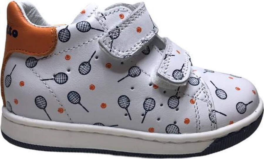 Falcotto velcro tennis print lederen sneakers adam wit