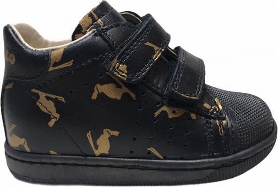 Falcotto velcro's bumper gouden konijn lederen sneakers Star zwart