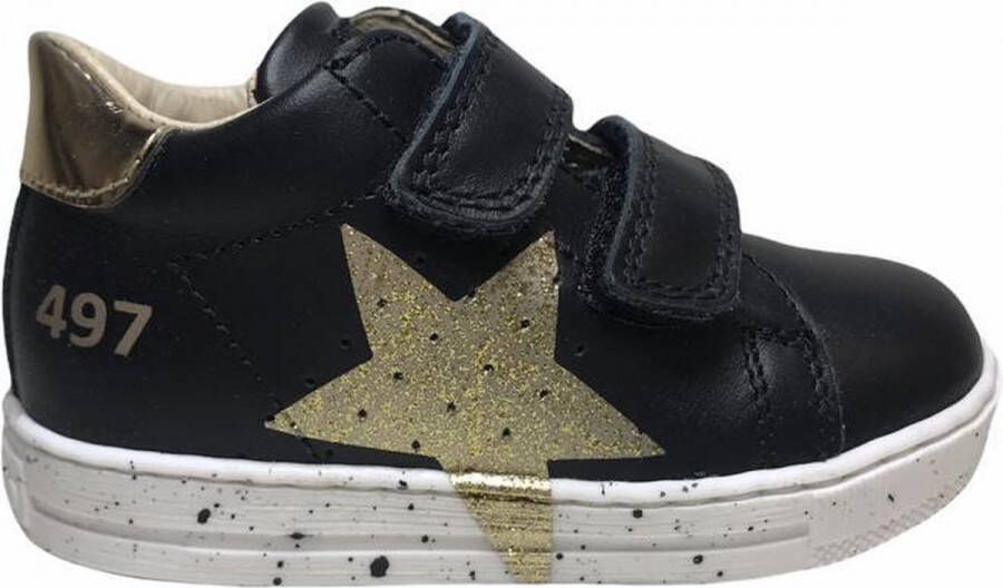 Falcotto velcro's gouden ster lederen sneaker Salazar zwart