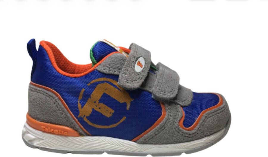 Falcotto velcro's orange logo lederen sportieve sneakers Haker grijs blauw - Foto 1